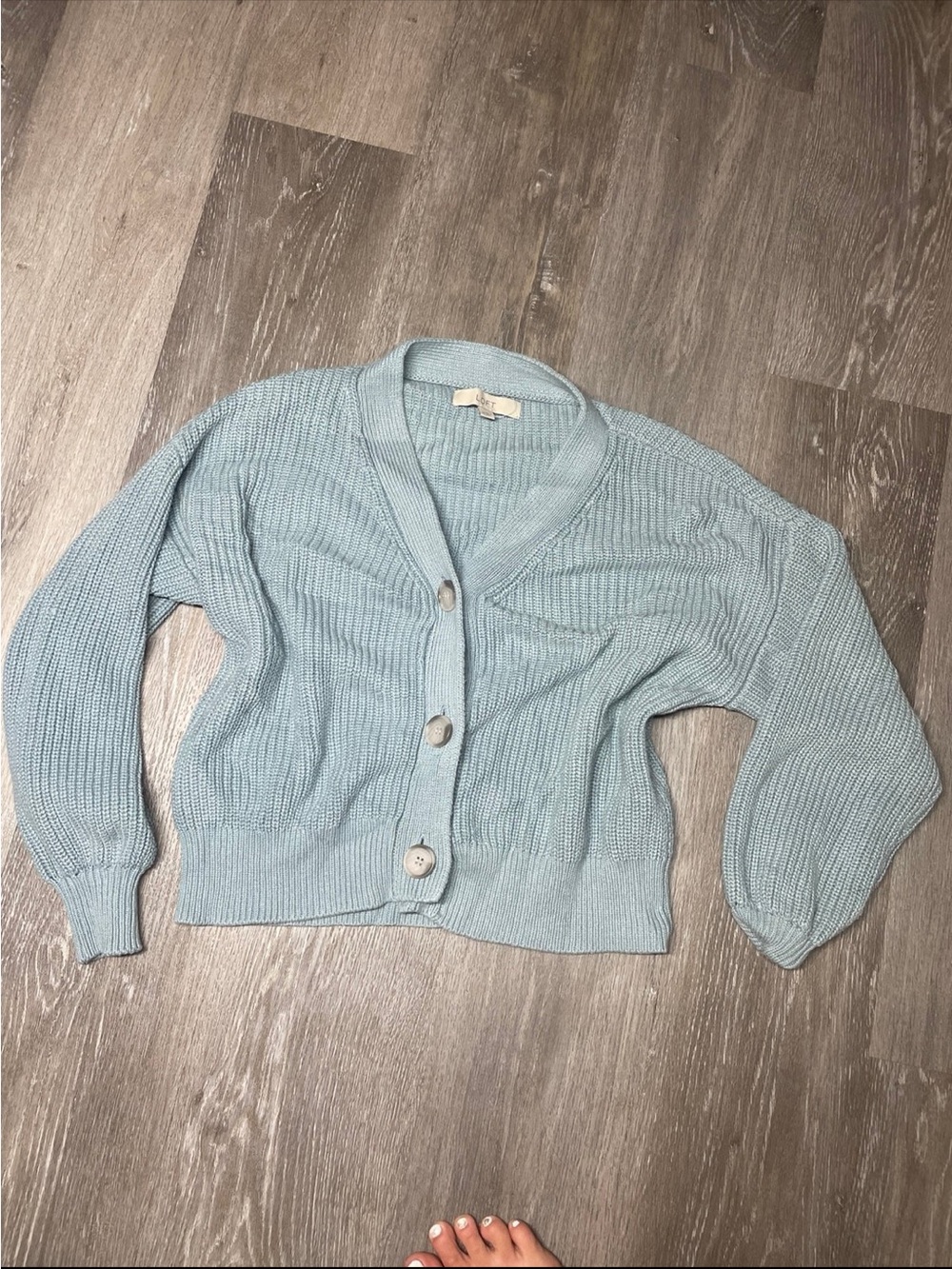 Light Blue Women's Button-Front Knit Cardigan Sweater